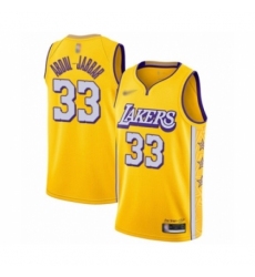 Men's Los Angeles Lakers #33 Kareem Abdul-Jabbar Swingman Gold 2019 20 City Edition Basketball Jersey