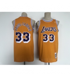 Men's Los Angeles Lakers #33 Kareem Abdul-Jabbar Yellow Throwback Basketball Jersey