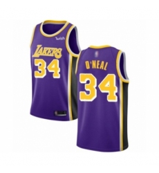 Men's Los Angeles Lakers #34 Shaquille O'Neal Authentic Purple Basketball Jerseys - Icon Edition