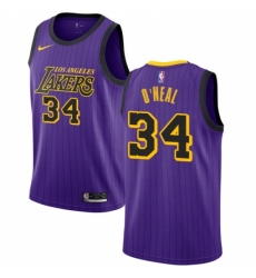 Men's Nike Los Angeles Lakers #34 Shaquille O  Neal Swingman Purple NBA Jersey - City Edition