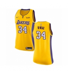 Women's Los Angeles Lakers #34 Shaquille O Neal Authentic Gold Home Basketball Jersey - Icon Edition