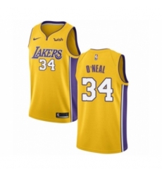 Youth Los Angeles Lakers #34 Shaquille O'Neal Swingman Gold Home Basketball Jersey - Icon Edition