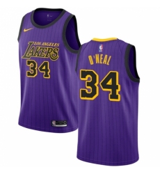 Youth Nike Los Angeles Lakers #34 Shaquille O Neal Swingman Purple NBA Jersey - City Edition