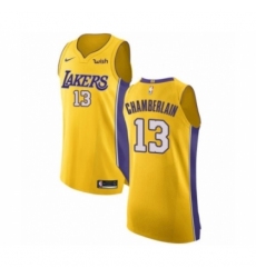Men's Los Angeles Lakers #13 Wilt Chamberlain Authentic Gold Home Basketball Jersey - Icon Edition