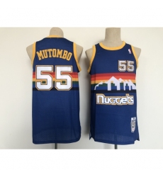 Men's Denver Nuggets #55 Dikembe Mutombo Swingman Blue Basketball Jersey