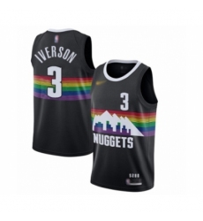 Men's Denver Nuggets #3 Allen Iverson Swingman Black Basketball Jersey - 2019 20 City Edition