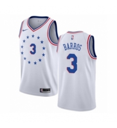 Men's Nike Philadelphia 76ers #3 Dana Barros White Swingman Jersey - Earned Edition