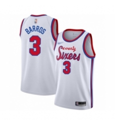 Men's Philadelphia 76ers #3 Dana Barros Authentic White Hardwood Classics Basketball Jersey