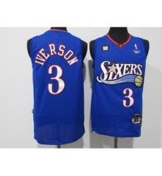 Men's Philadelphia 76ers #3 Dana Barros Blue Swingman Basketball Jersey