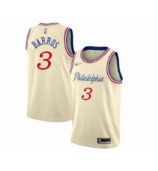 Men's Philadelphia 76ers #3 Dana Barros Swingman Cream Basketball Jersey - 2019 20 City Edition