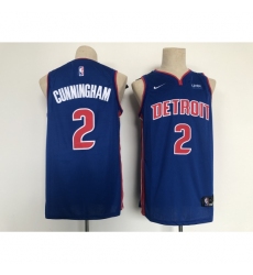 Men's Detroit Pistons #2 Cade Cunningham Fanatics Branded Blue 2021 Draft First Round Jersey