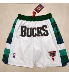 Men's Milwaukee Bucks White Pocket Shorts