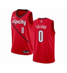 Men's Nike Portland Trail Blazers #0 Damian Lillard Red Swingman Jersey - Earned Edition