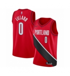 Men's Portland Trail Blazers #0 Damian Lillard Authentic Red Finished Basketball Jersey - Statement Edition