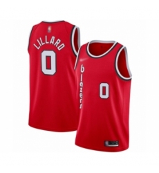 Men's Portland Trail Blazers #0 Damian Lillard Authentic Red Hardwood Classics Basketball Jersey