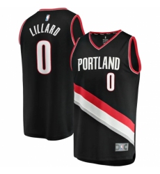 Men's Portland Trail Blazers #0 Damian Lillard Fanatics Branded Black 2020-21 Fast Break Replica Jersey