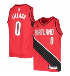 Youth Portland Trail Blazers #0 Damian Lillard Jordan Brand Red 2020-21 Swingman Player Jersey