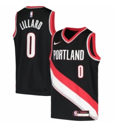 Youth Portland Trail Blazers #0 Damian Lillard Nike Black 2020-21 Swingman Jersey