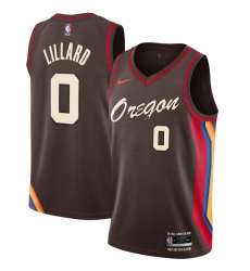 Youth Portland Trail Blazers #0 Damian Lillard Nike Brown 2020-21 Swingman Jersey