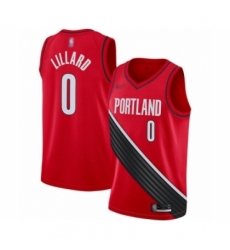 Youth Portland Trail Blazers #0 Damian Lillard Swingman Red Finished Basketball Jersey - Statement Edition