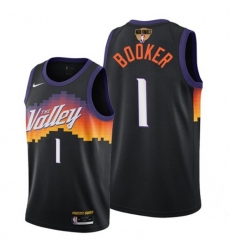 Men's Nike Phoenix Suns #1 Devin Booker 2021 NBA Finals Bound City Edition Jersey Black