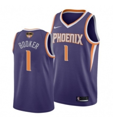 Men's Nike Phoenix Suns #1 Devin Booker 2021 NBA Finals Bound Swingman Icon Edition Jersey Purple