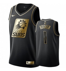 Men's Nike Phoenix Suns #1 Devin Booker Black Golden Edition Swingman NBA Jersey