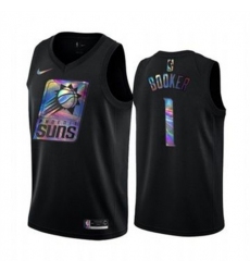 Men's Nike Phoenix Suns #1 Devin Booker Iridescent Holographic Collection NBA Jersey - Black