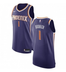 Men's Nike Phoenix Suns #1 Devin Booker Purple NBA Authentic Icon Edition Jersey