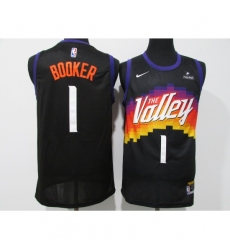 Men's Phoenix Suns #1 Devin Booker Black Nike Finished Basketball Jersey