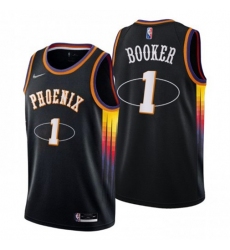 Men's Phoenix Suns #1 Devin Booker Nike Black 2021-22 Swingman NBA Jersey - City Edition