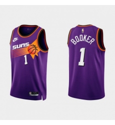 Men's Phoenix Suns #1 Devin Booker Purple Nike NBA 2022-23 Classic Edition Jersey