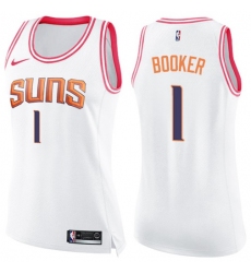 Women's Nike Phoenix Suns #1 Devin Booker White-Pink NBA Swingman Fashion Jersey