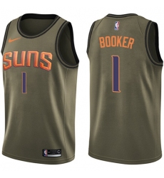 Youth Nike Phoenix Suns #1 Devin Booker Green Salute to Service NBA Swingman Jersey