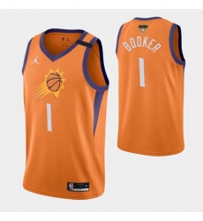 Youth Phoenix Suns #1 Devin Booker 2021 NBA Finals Bound Statement Edition NBA Jersey Orange