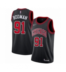 Men's Chicago Bulls #91 Dennis Rodman Authentic Black Finished Basketball Jersey - Statement Edition