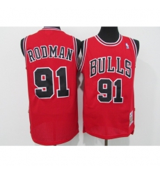 Men's Chicago Bulls #91 Dennis Rodman Authentic Red Alternate Jersey
