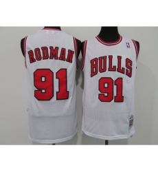 Men's Chicago Bulls #91 Dennis Rodman Authentic White Home NBA Jersey