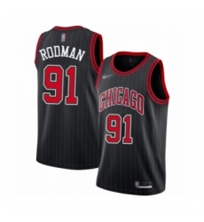 Women's Chicago Bulls #91 Dennis Rodman Swingman Black Finished Basketball Jersey - Statement Edition