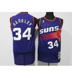 Men's Phoenix Suns #34 Charles Barkley Authentic Purple Throwback Jersey