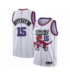 Men's Toronto Raptors #15 Vince Carter Authentic White Hardwood Classics Basketball Jersey