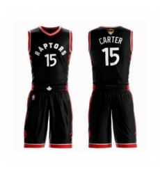 Men's Toronto Raptors #15 Vince Carter Swingman Black 2019 Basketball Finals Bound Suit Jersey Statement Edition