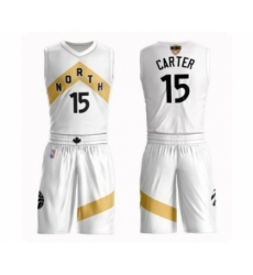Men's Toronto Raptors #15 Vince Carter Swingman White 2019 Basketball Finals Bound Suit Jersey - City Edition