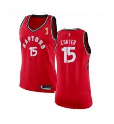 Women's Toronto Raptors #15 Vince Carter Swingman Red 2019 Basketball Finals Champions Jersey - Icon Edition