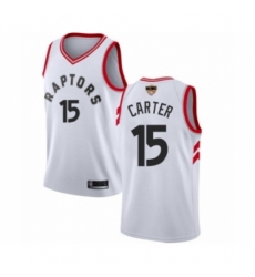 Women's Toronto Raptors #15 Vince Carter Swingman White 2019 Basketball Finals Bound Jersey - Association Edition