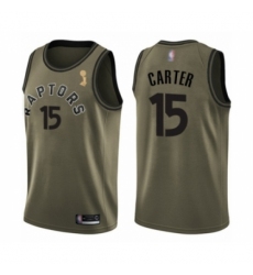 Youth Toronto Raptors #15 Vince Carter Swingman Green Salute to Service 2019 Basketball Finals Champions Jersey