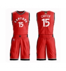 Youth Toronto Raptors #15 Vince Carter Swingman Red 2019 Basketball Finals Bound Suit Jersey - Icon Edition
