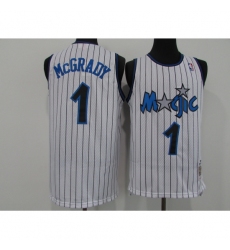 Men's Orlando Magic #1 Tracy Mcgrady White Mitchell & Ness Black Retired Player Jersey