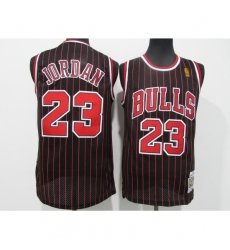 Men's Chicago Bulls #23 Michael Jordan Black Throwback Finished Basketball Jersey