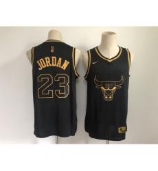 Men's Chicago Bulls #23 Michael Jordan Nike Black Gold Swingman Player Jersey